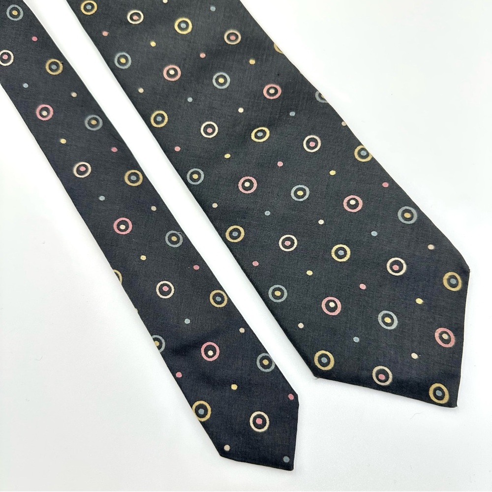 Yves Saint Laurent VTG Silk Multicolor Polka Dot Circles Tie